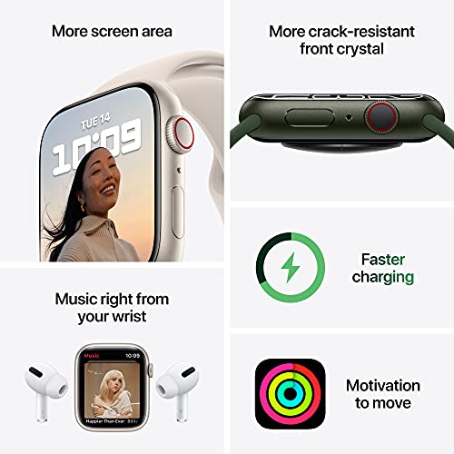 Apple Watch Series 7 Cellular - 45mm Gold with Abyss Blue Sport Band -MN9J3LL/A