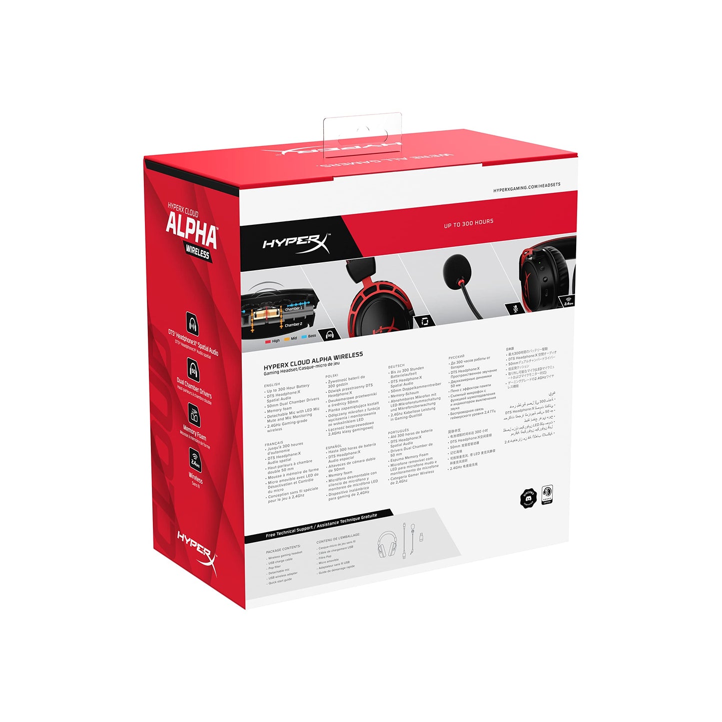 HyperX - Cloud Alpha Wireless Gaming Headset for PC, PS5, and PS4 - Black/Red