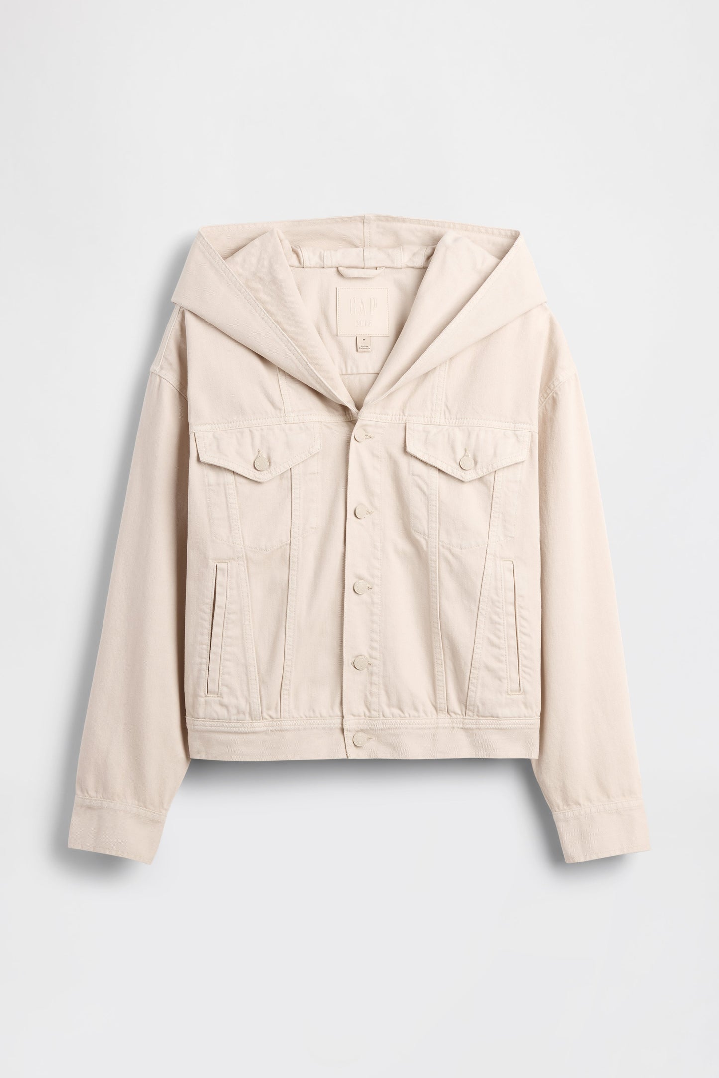 GAP X BEIS Hooded Denim Jacket in Light Tundra