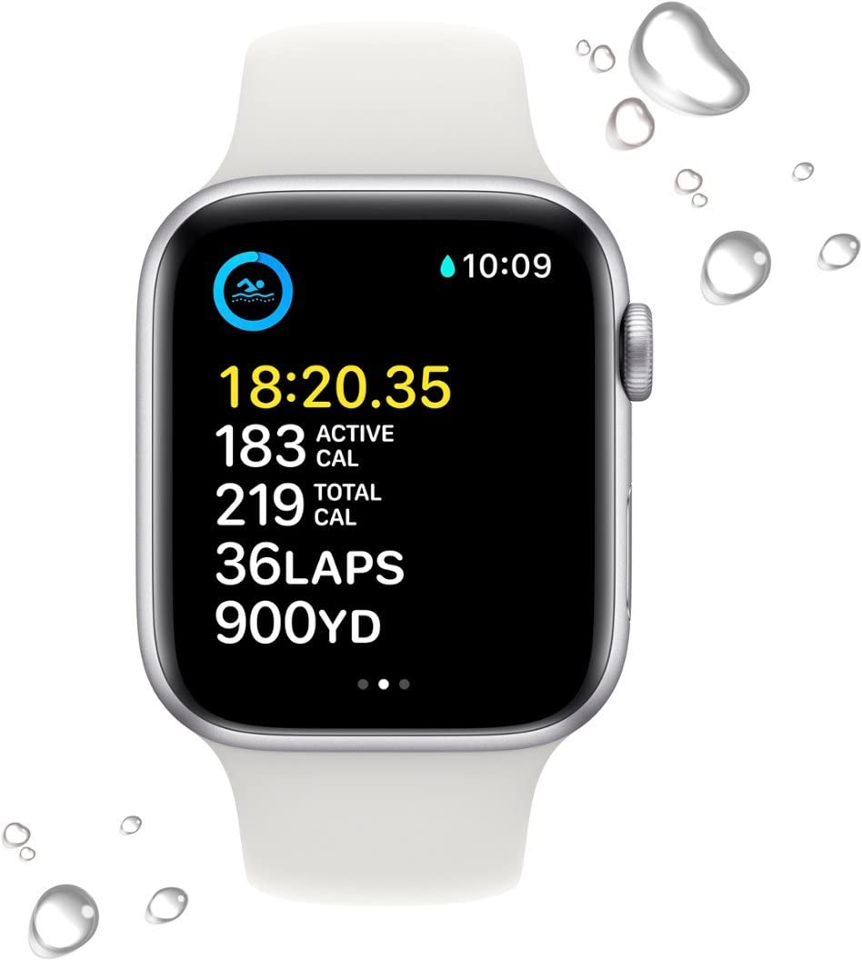 Apple Watch SE 2nd Gen GPS+Cel 44mm Aluminum Case White Sport Band - Silver - MNU63LL/A