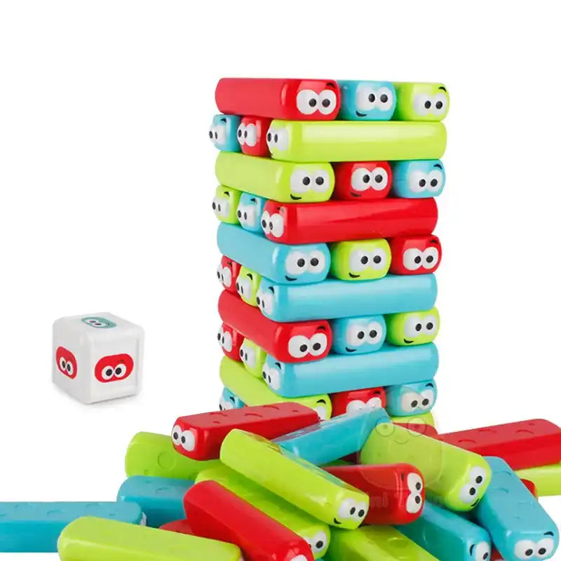 WEIQUEEN-Kids Stack Building Blocks Cartoon Pulling Block Set Colorful Plastic Model Tower Game Early Educational Toys For Children Gift Boardgames braintoys