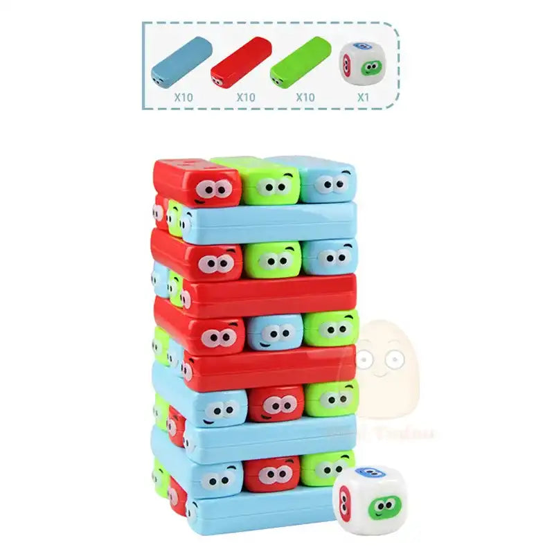 WEIQUEEN-Kids Stack Building Blocks Cartoon Pulling Block Set Colorful Plastic Model Tower Game Early Educational Toys For Children Gift Boardgames braintoys