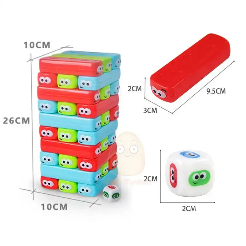 WEIQUEEN-Kids Stack Building Blocks Cartoon Pulling Block Set Colorful Plastic Model Tower Game Early Educational Toys For Children Gift Boardgames braintoys