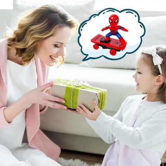 WEIQUEEN Spider Man stunt toy car. children's toys with lights and sounds. mini Spider Man toys. stunt toy car. Spider Man toy scooter. light up toy car. suitable for children aged 3 years and above