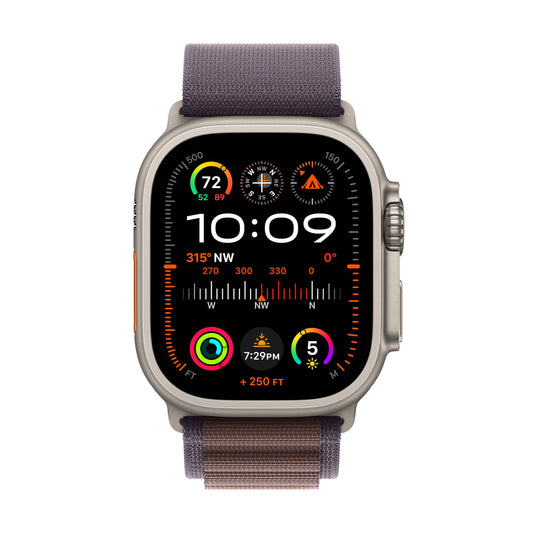 Apple Watch Ultra 2 (GPS + Cellular) 49mm Titanium Case with Indigo Alpine Loop M/L - MREW3LL/A