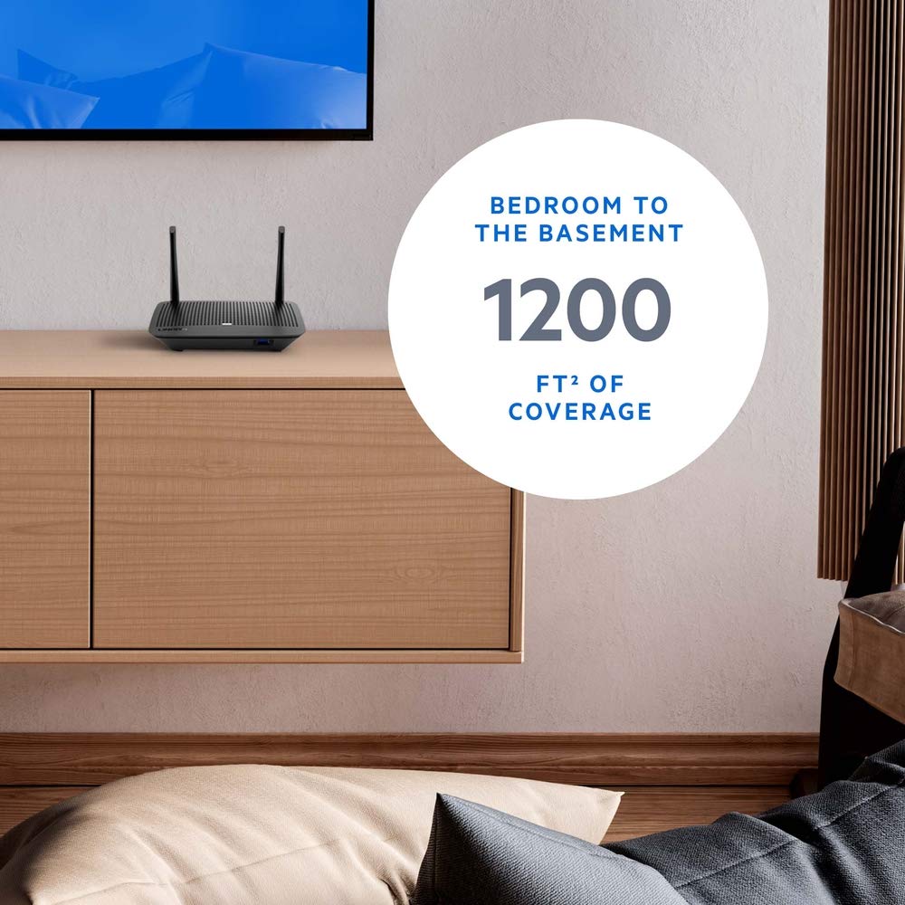 Linksys - MAX-STREAM AC1300 Dual-Band Mesh Wi-Fi 5 Router - Black MR6350
