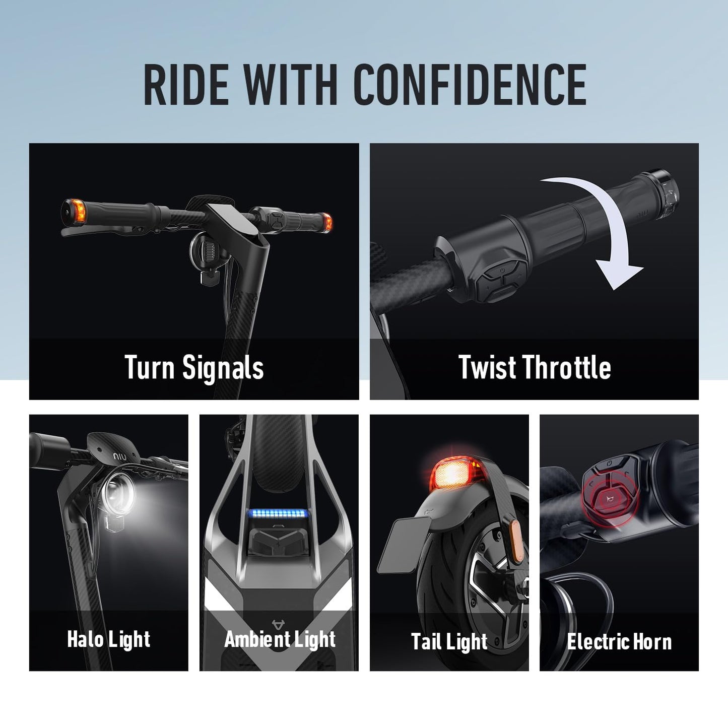 NIU - KQi Air Carbon Fiber Foldable Electric Kick Scooter w/ 31 mi Range & 20mph Max Speed - Black