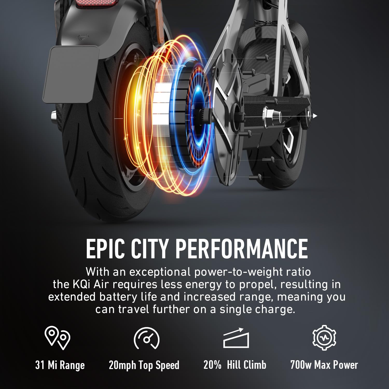 NIU - KQi Air Carbon Fiber Foldable Electric Kick Scooter w/ 31 mi Range & 20mph Max Speed - Black