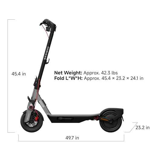 Segway - F3 Electric Scooter, w/ 44 miles Max Range & 20 mph Max Speed w/ 10-Inch Self-Sealing Tubel