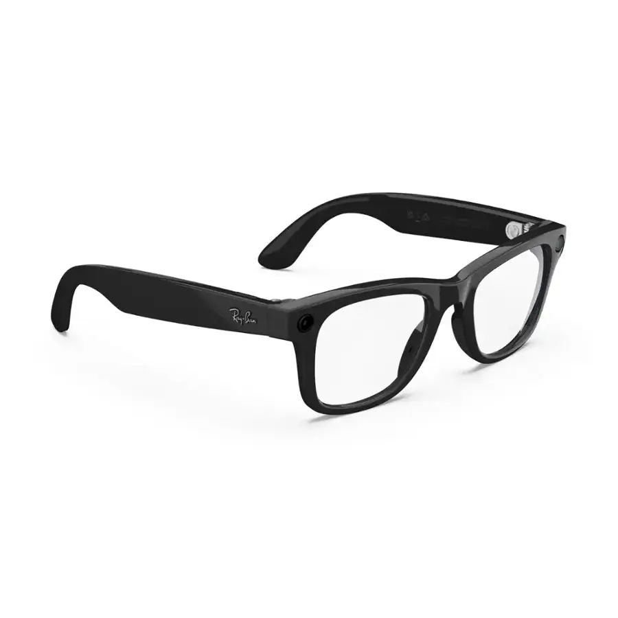 Ray-Ban Meta - Wayfarer glasses with Meta AI, Audio, Photo, Video Compatibility - Clear Lenses - Shinny Black