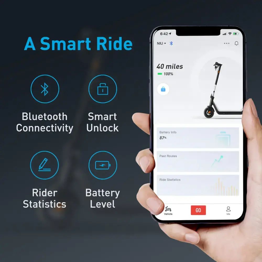 NIU - KQi3 Sport Foldable Electric Kick Scooter w/ 25 mi Max Operating Range & 17.4 mph Max Speed -
