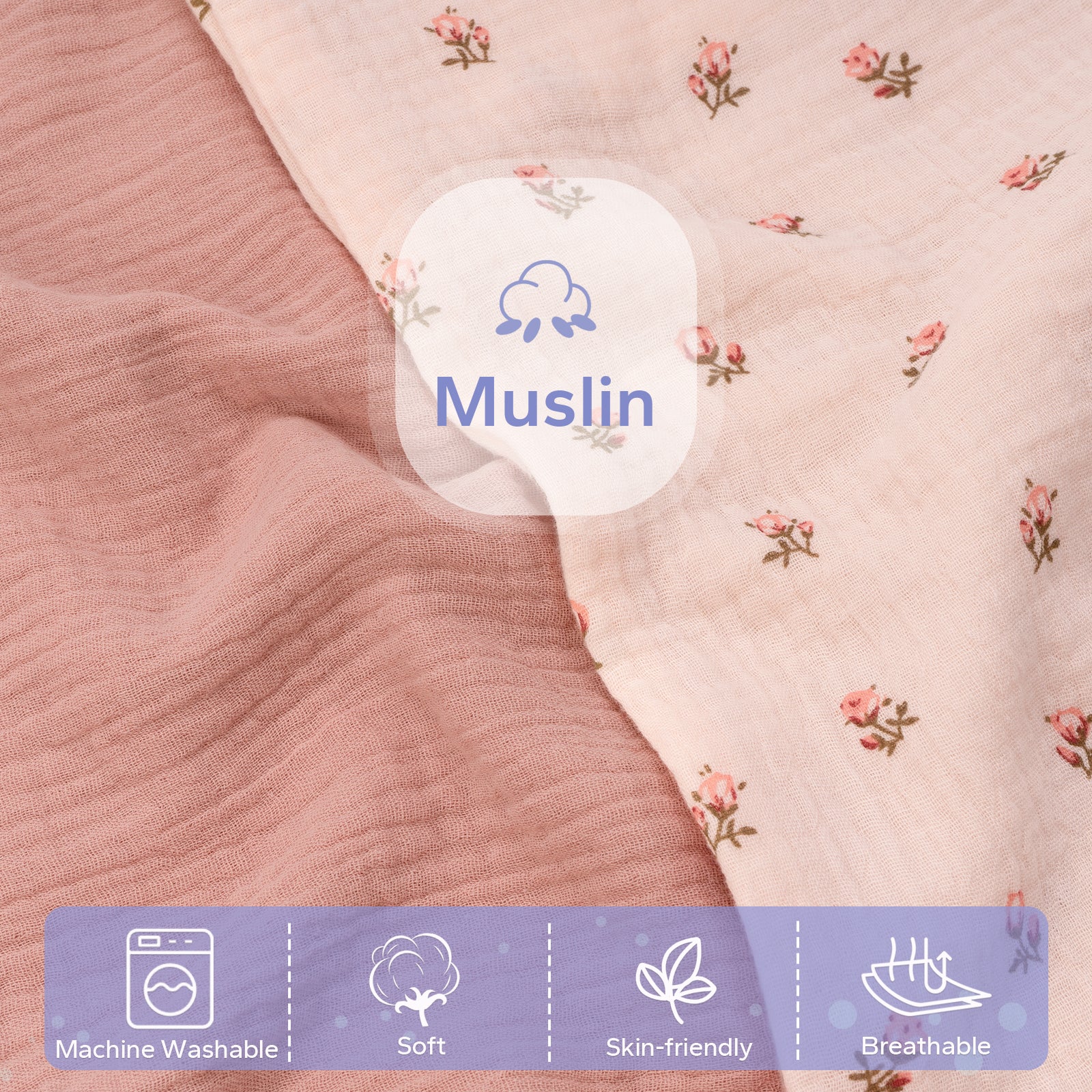 2 Pack Muslin Baby Removable Lounger Cover Compatible with Snuggle Me Lounger