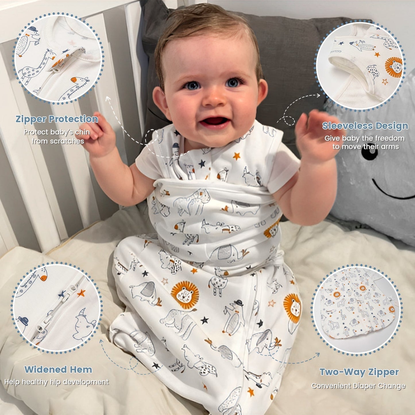 1.0 TOG 100% Cotton 2 Pack Baby Swaddle for Newborns 0-12 Months