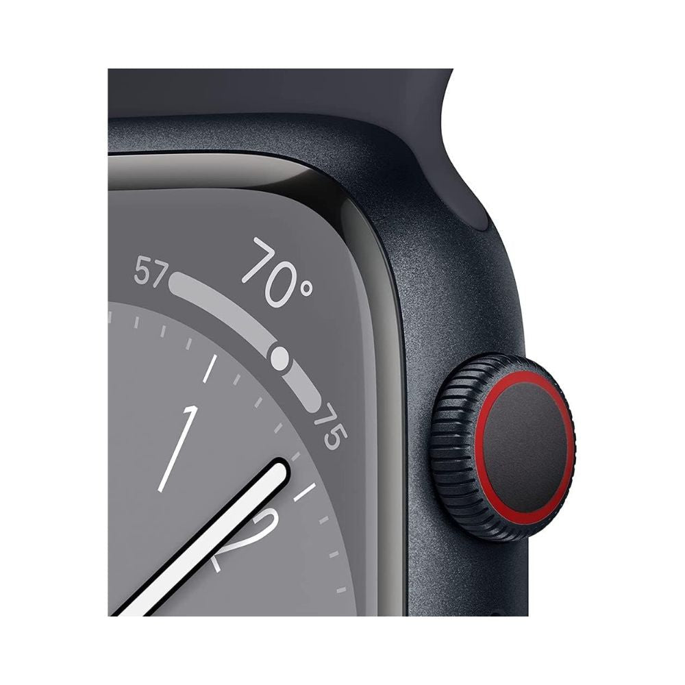 Apple Watch Series 8 (GPS + Cellular) 41mm Midnight Aluminum Case with Midnight Sport Band - S/M - MNUV3LL/A