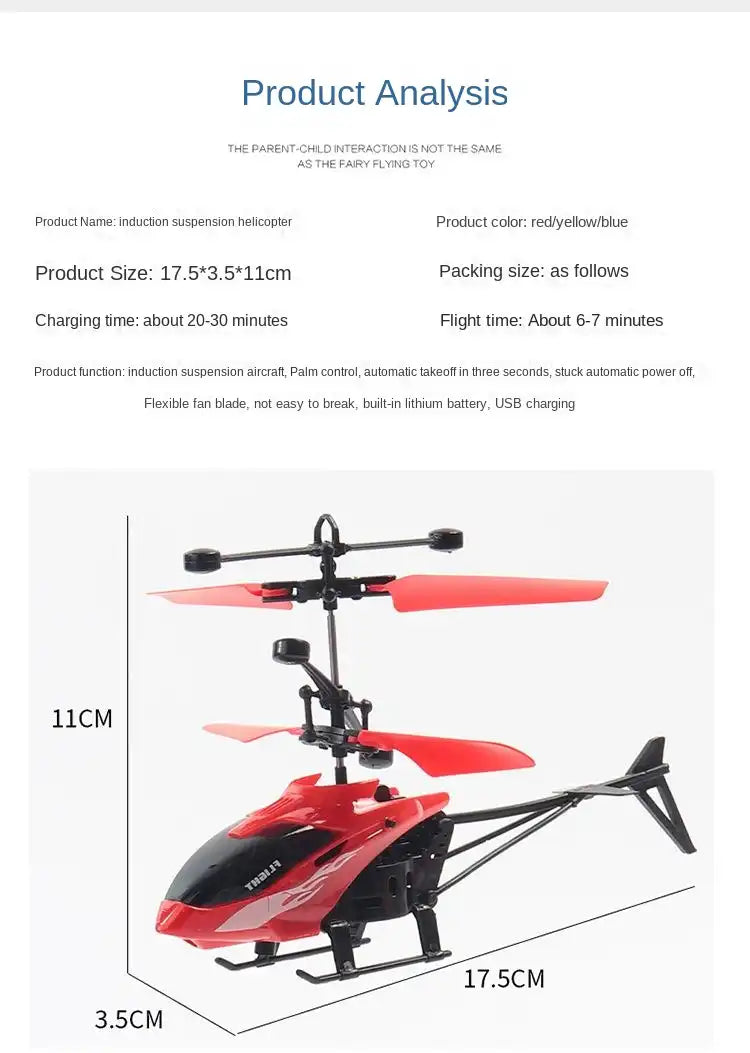 WEIQUEEN Two channels hovering remote control helicopter fall-proof induction hovercraft rechargeable light aircraft children's toys children's gifts