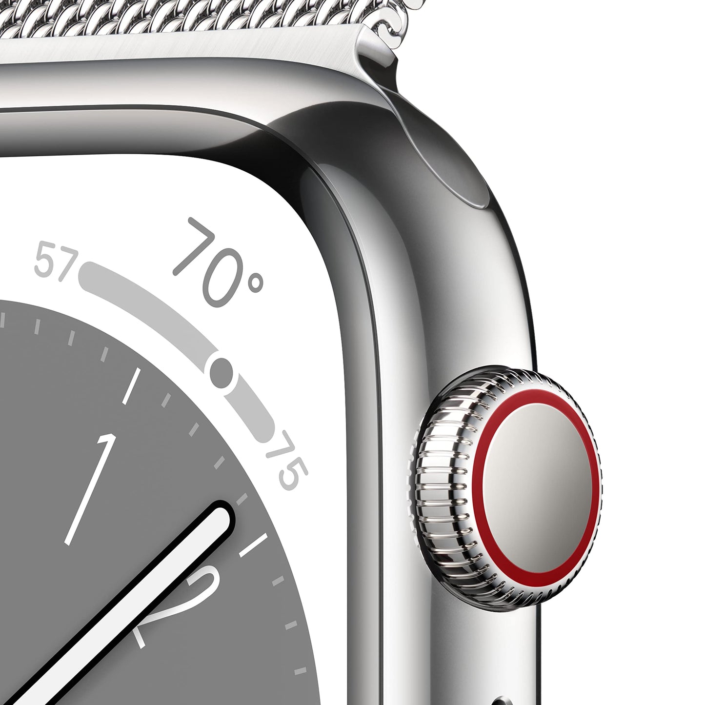 Apple Series 8 GPS+Cellular 45mm Silver SS Case Milanese Loop - Silver - MNKG3LL/A