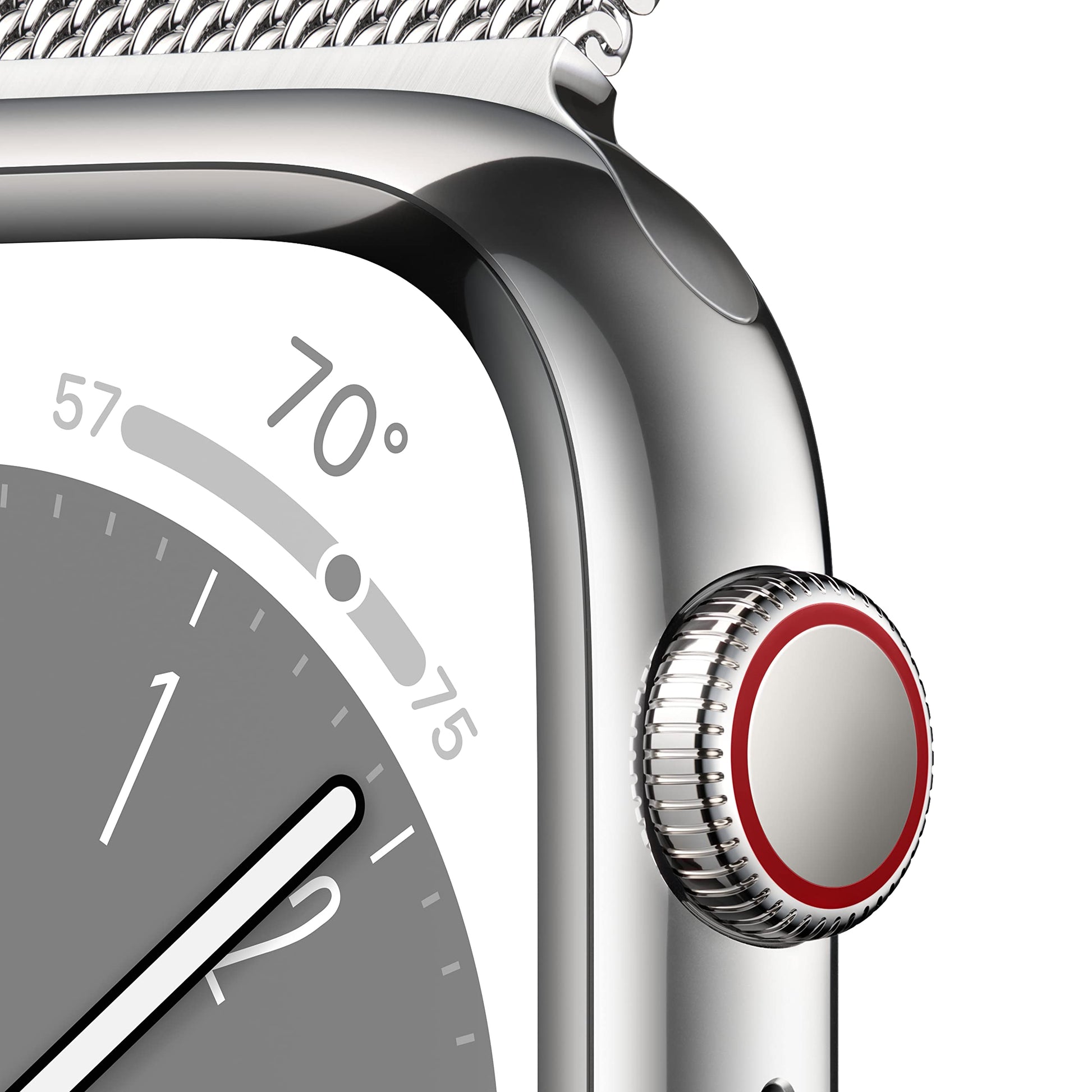 Apple Series 8 GPS+Cellular 45mm Silver SS Case Milanese Loop - Silver - MNKG3LL/A