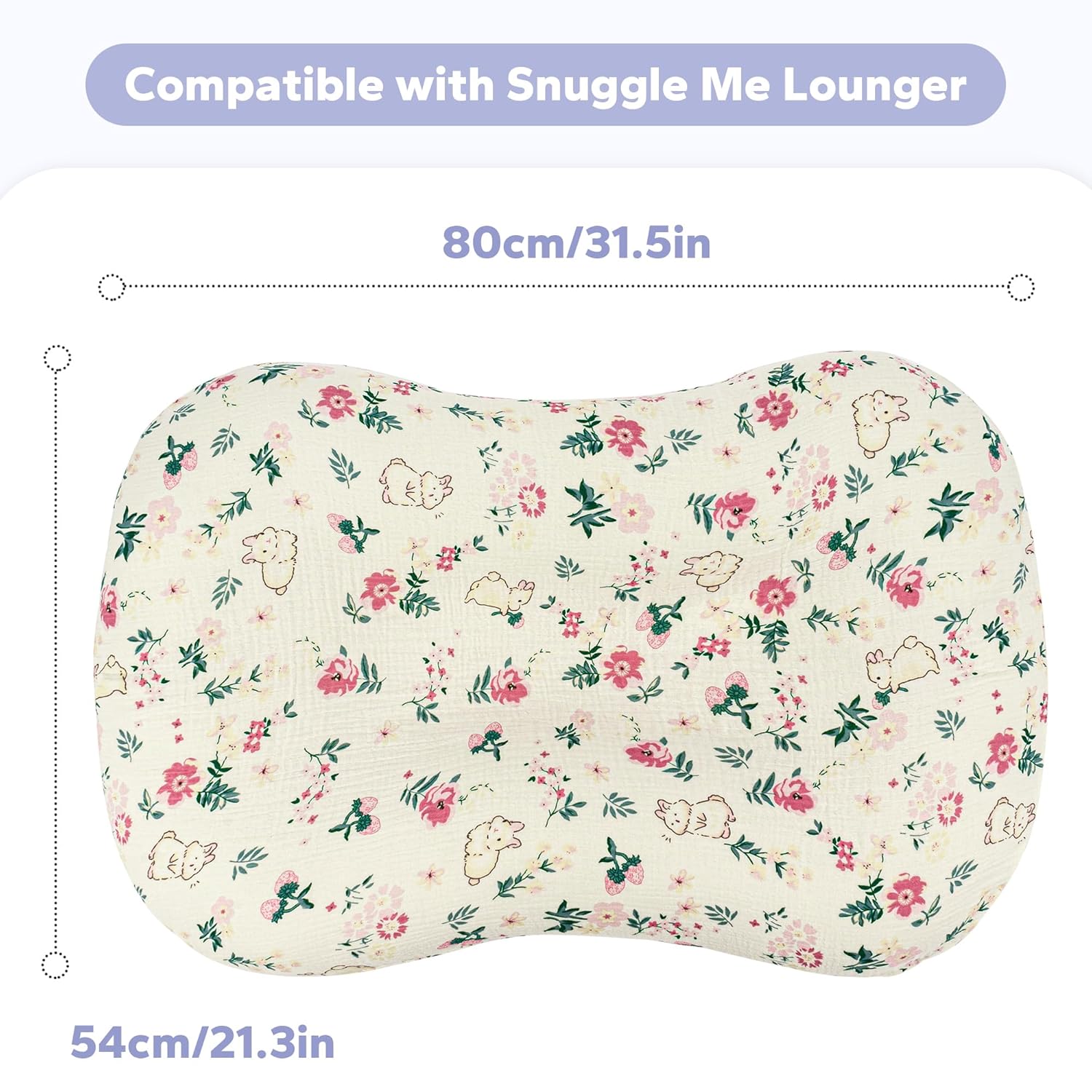 Muslin Baby Removable Lounger Cover Compatible with Snuggle Me Lounger