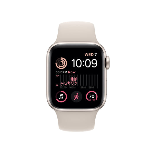 Apple Watch SE (2nd Gen) (GPS + Cellular, 40mm) - Starlight Aluminum Case with Starlight Sport Band, M/L - MNTL3LL/A