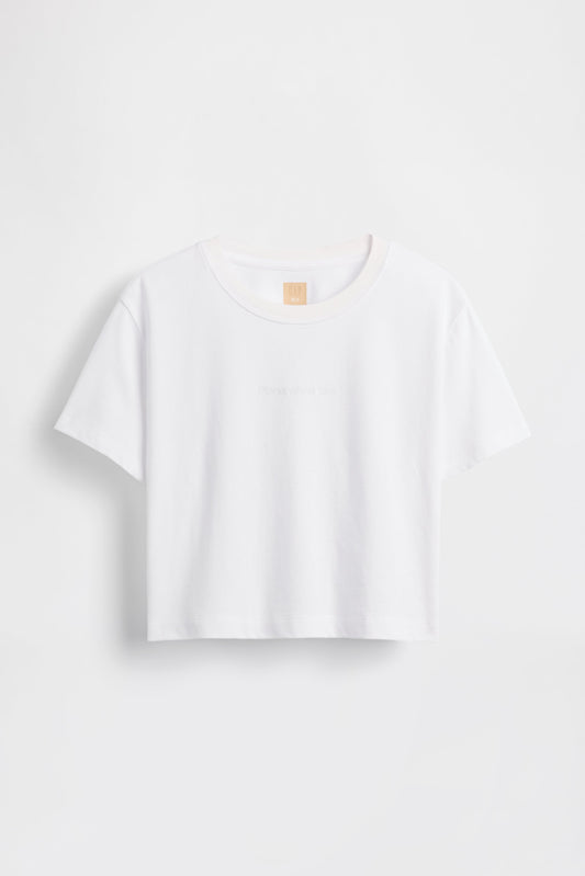 GAP X BEIS Cropped Graphic T-Shirt in Optic White