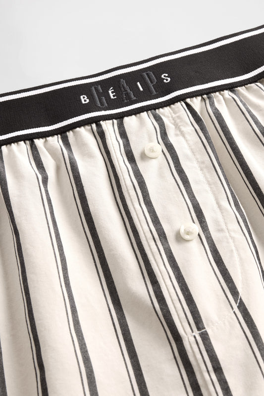 GAP X BEIS Stripe Woven Shorts in Khaki Black Stripe