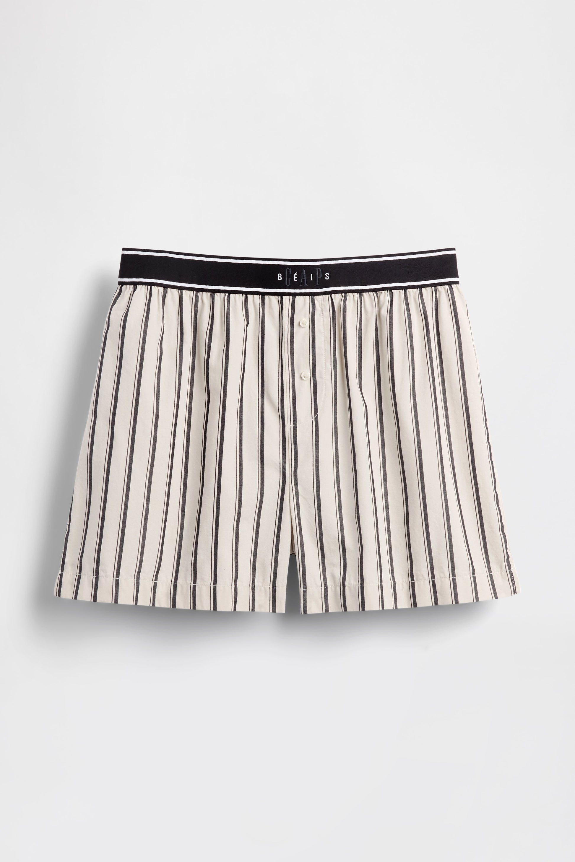 GAP X BEIS Stripe Woven Shorts in Khaki Black Stripe