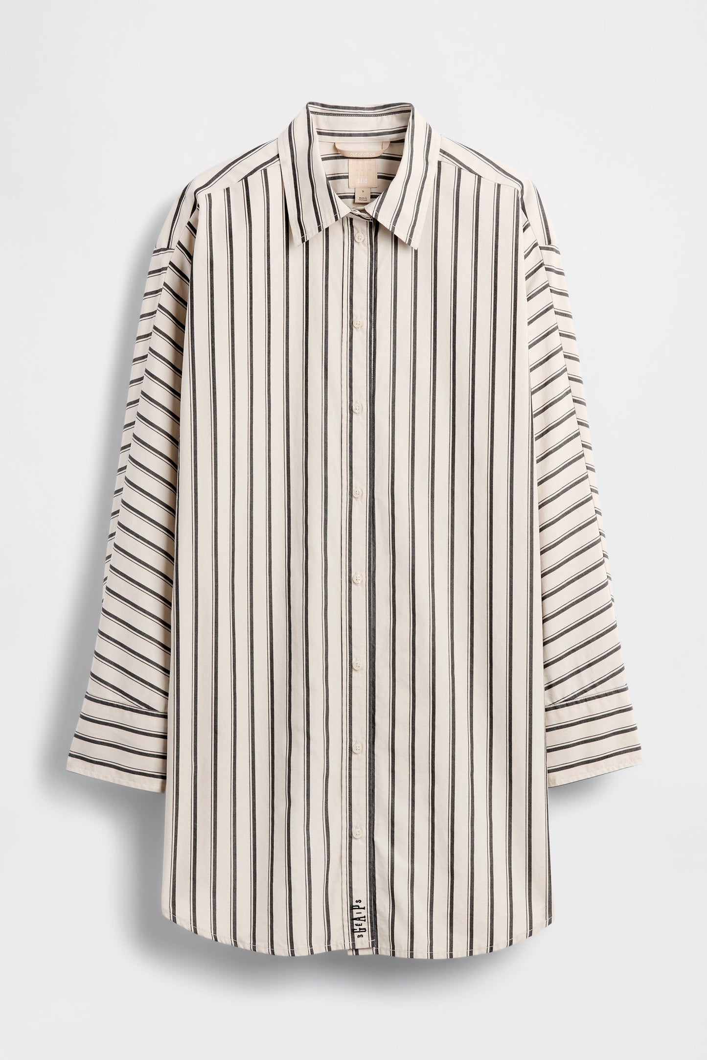 GAP X BEIS Oversized Big Stripe Shirt in Khaki Black Stripe