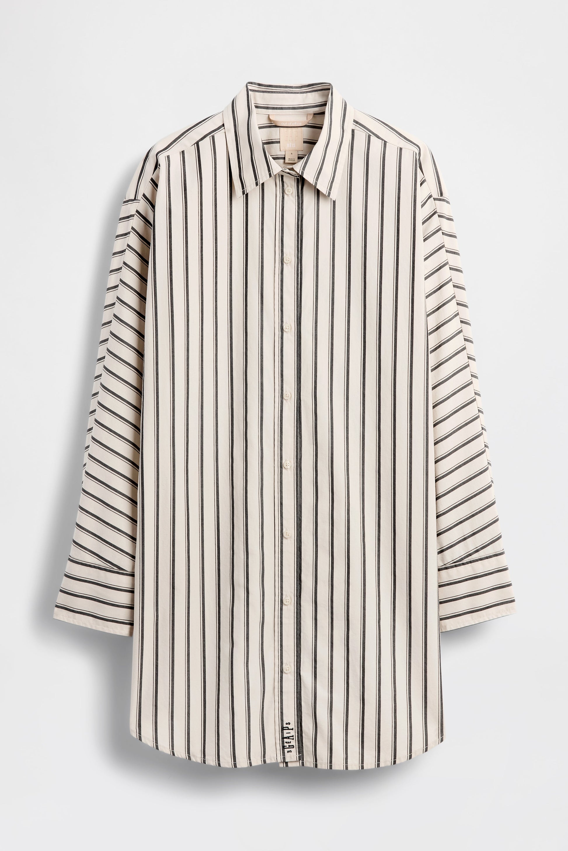 GAP X BEIS Oversized Big Stripe Shirt in Khaki Black Stripe