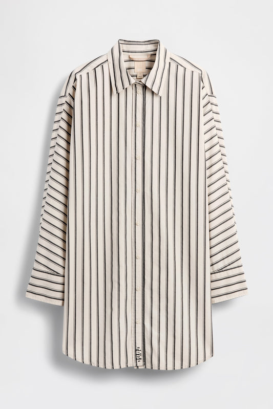 GAP X BEIS Oversized Big Stripe Shirt in Khaki Black Stripe