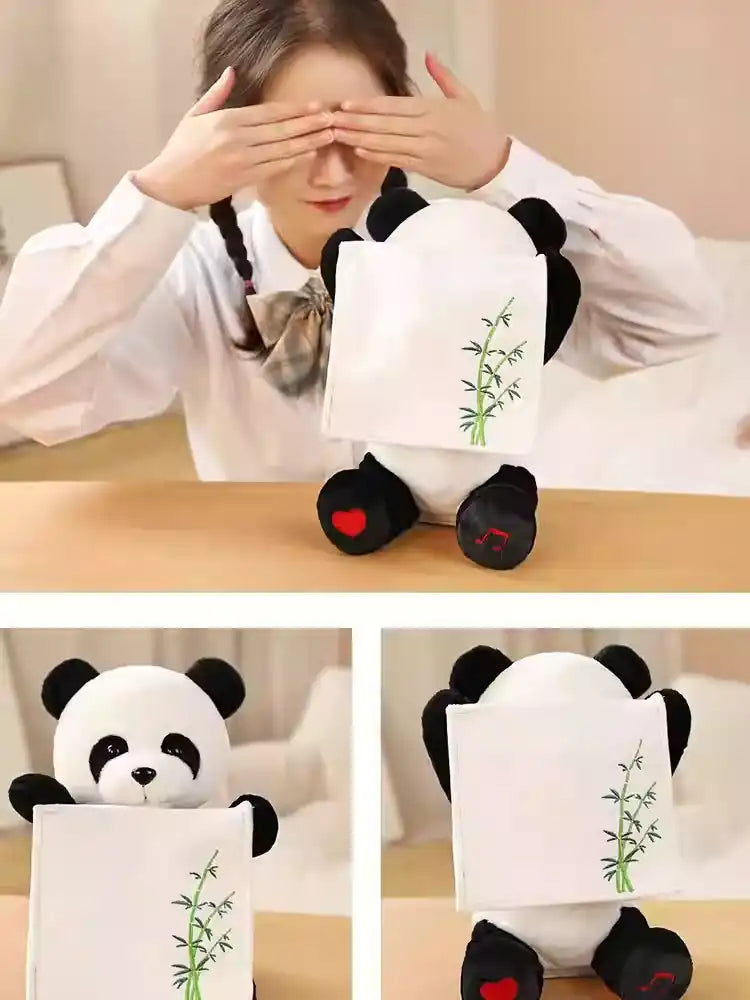 Panda playing with baby toy